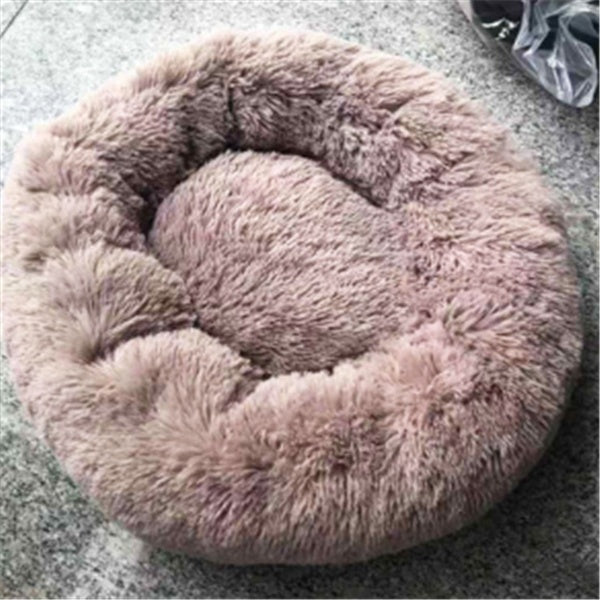 Round Plush Cat Bed Mattress – Long Hairy Cozy Nest Pad for Autumn & Winter