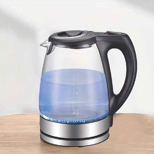 1.7L Electric Glass Kettle – 1200W Fast Boil with Stainless Steel Filter (Black)