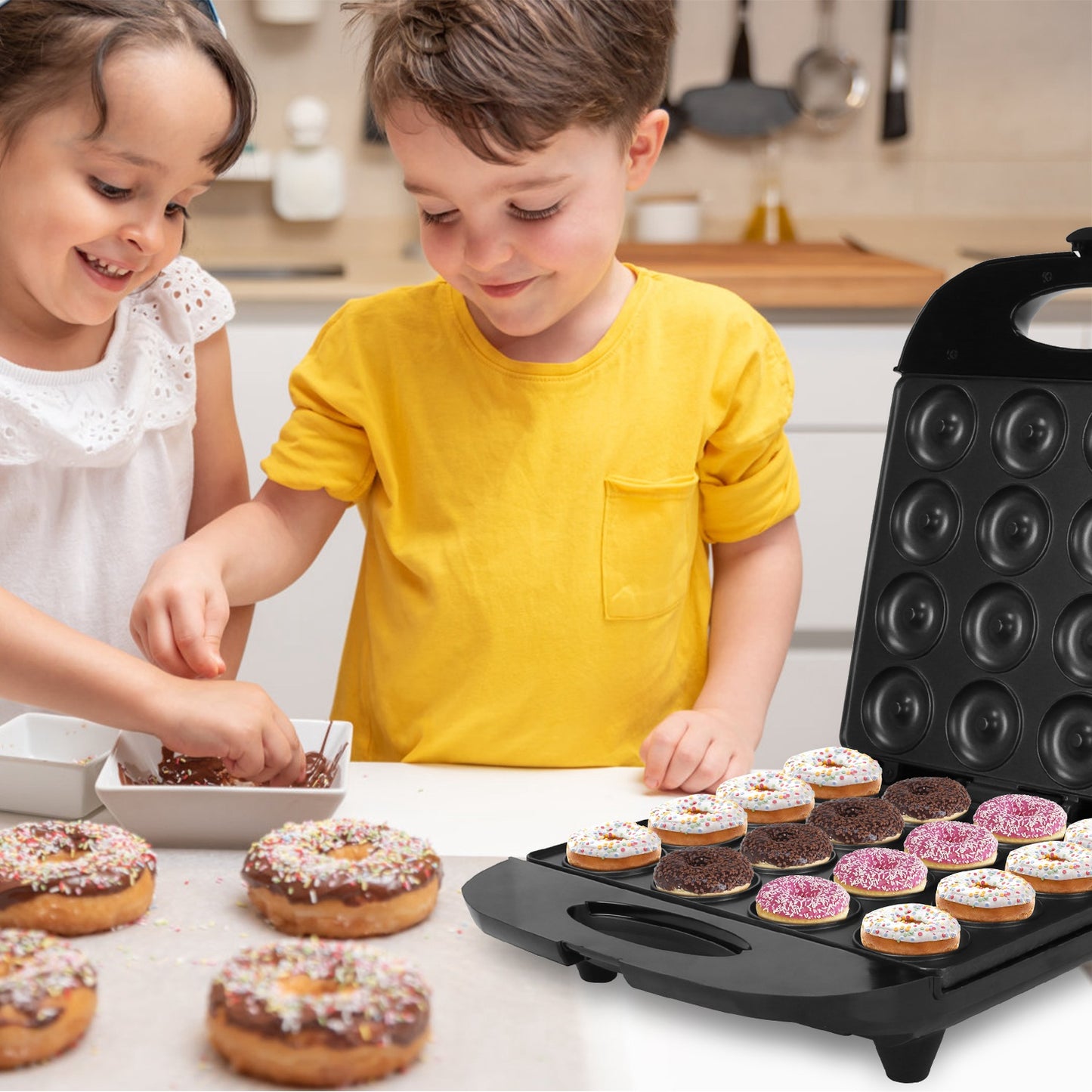 Mini Donut Maker Machine – 16-Hole Non-Stick Electric Doughnut Maker for Snacks & Desserts