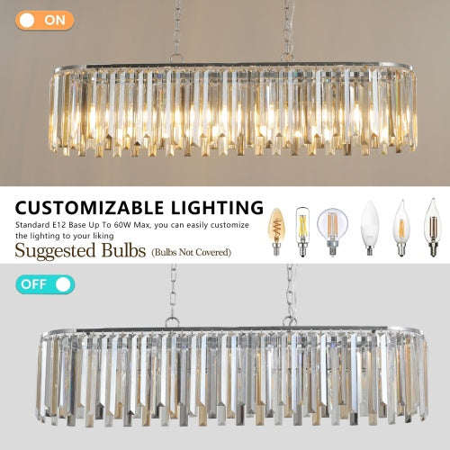 Modern Oval Crystal Chandelier – Luxury Home Lighting Fixture (Bulbs Not Included)