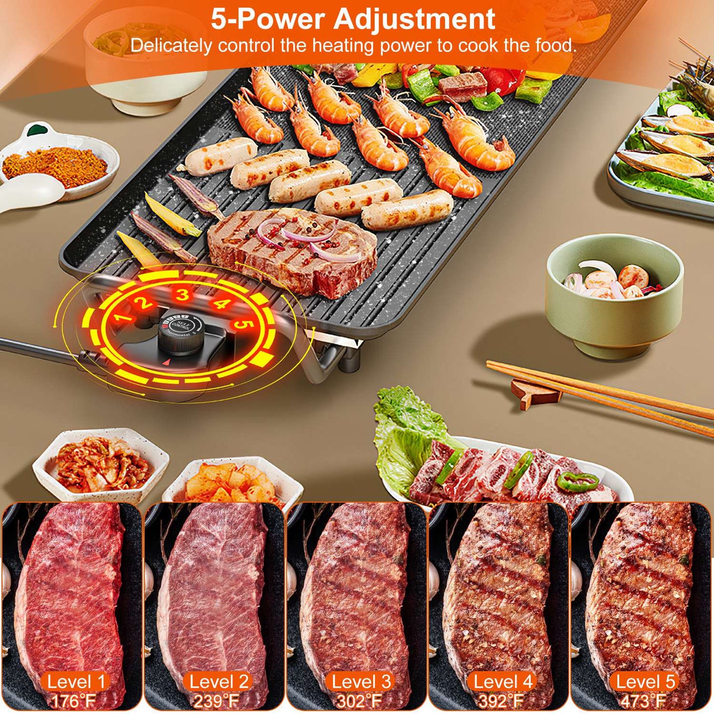 Electric Tabletop BBQ Grill & Hot Plate – Non-Stick Indoor & Outdoor Griddle