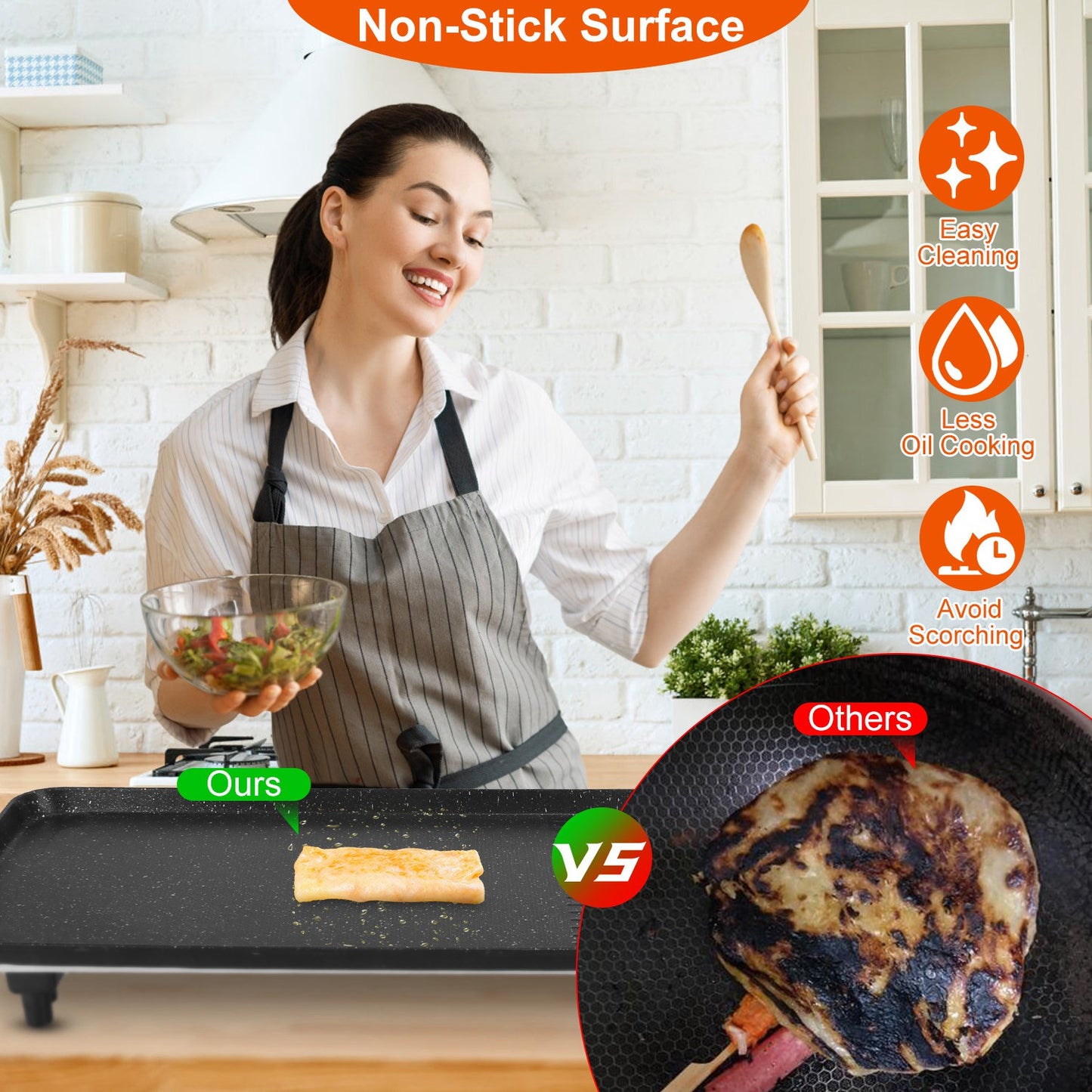 Electric Tabletop BBQ Grill & Hot Plate – Non-Stick Indoor & Outdoor Griddle