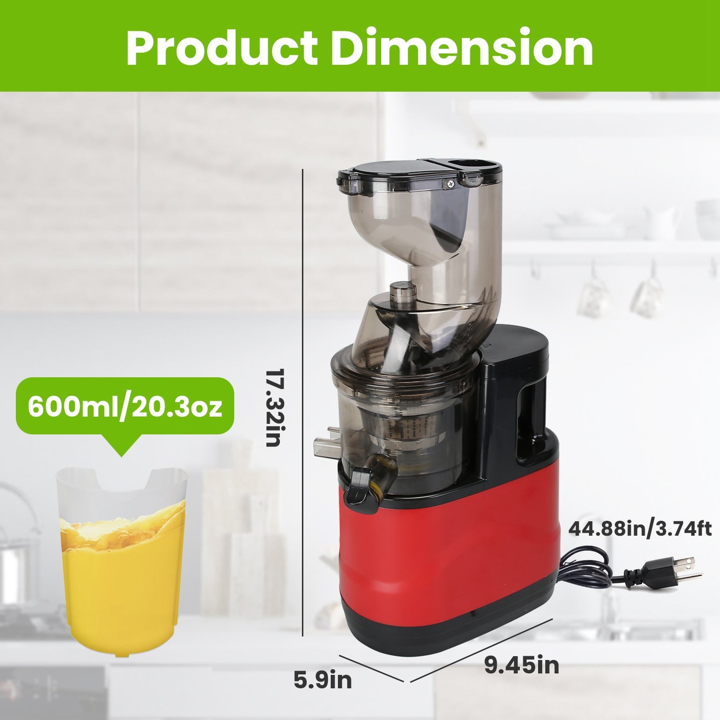 300W Cold Press Slow Juicer Machine for Whole Fruits & Vegetables – Easy Clean, Reverse Function