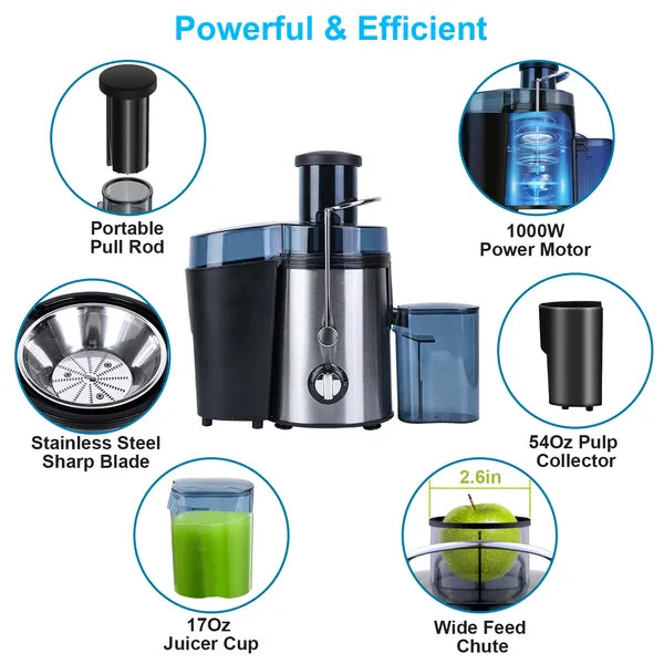 1000W High-Speed Centrifugal Juicer – Wide Feed Chute, 2-Speed Juice Extractor for Fruits & Vegetables
