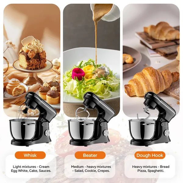 5L Electric Stand Mixer – 10-Speed Tilt-Head Food Mixer with Stainless Steel Bowl (Black)