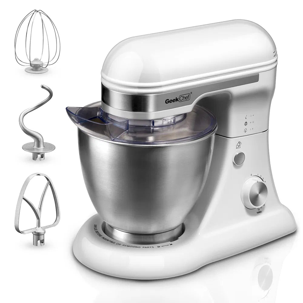 Geek Chef 4.8 Qt Electric Stand Mixer – 12-Speed Tilt-Head Kitchen Mixer (White)