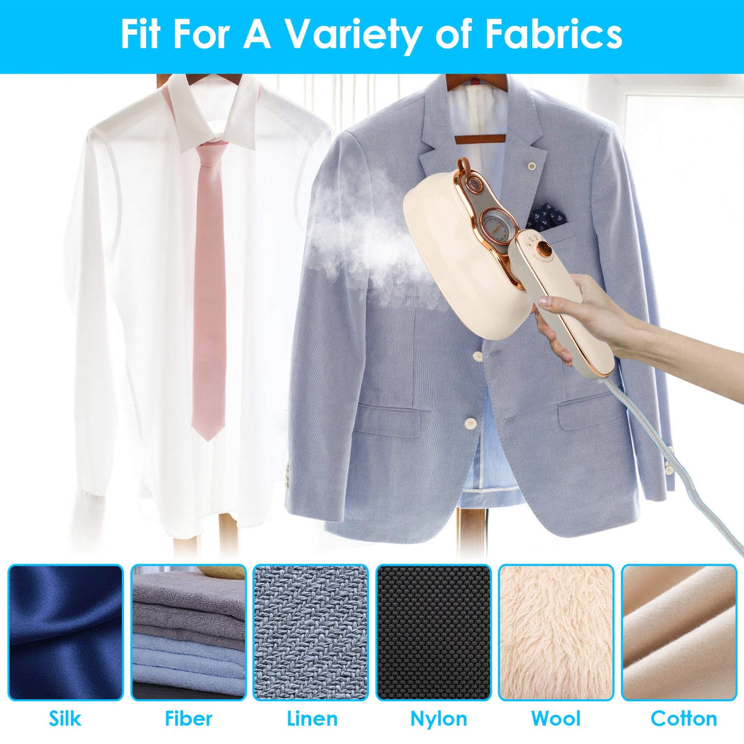 1200W Foldable Handheld Garment Steamer – Wet & Dry Iron with Temperature Display