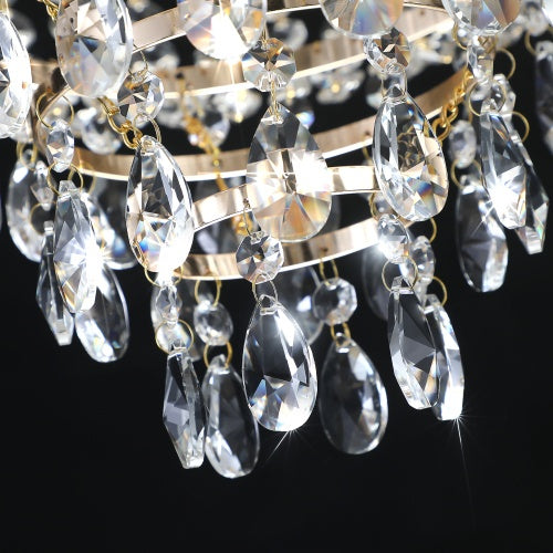 Golden Crystal Chandelier – Large Modern Luxury Lighting for Living Room, Dining, Bedroom & Hallway