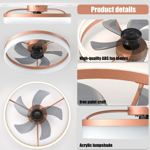 Slim Modern Ceiling Fan with Dimmable LED Light – Recessed Mount, Energy Efficient