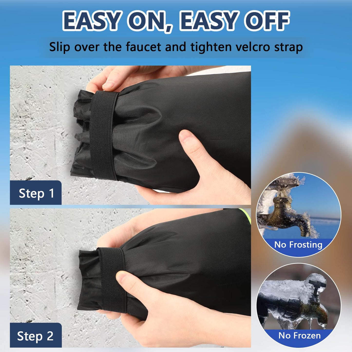 3PCS Outdoor Faucet Covers – Thick Insulated Faucet Socks for Winter Freeze Protection, Reflective Black