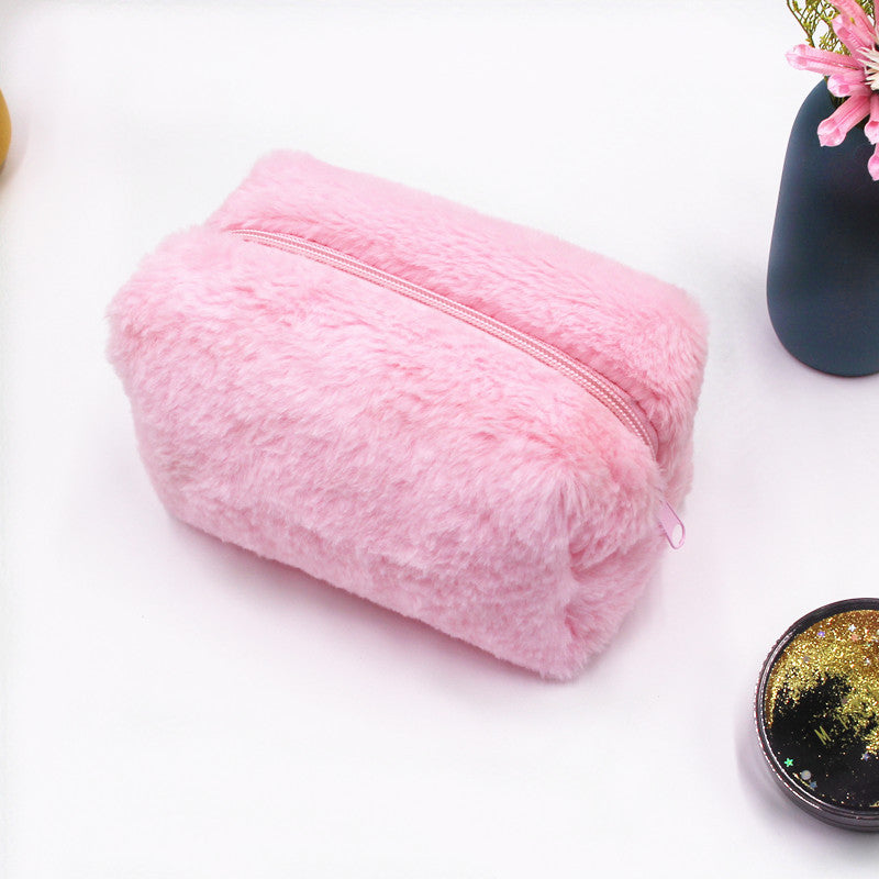 4pcs Cute Fluffy Cosmetic Bags – Large Capacity Plush Makeup Pouches for Women, Autumn & Winter Portable Storage