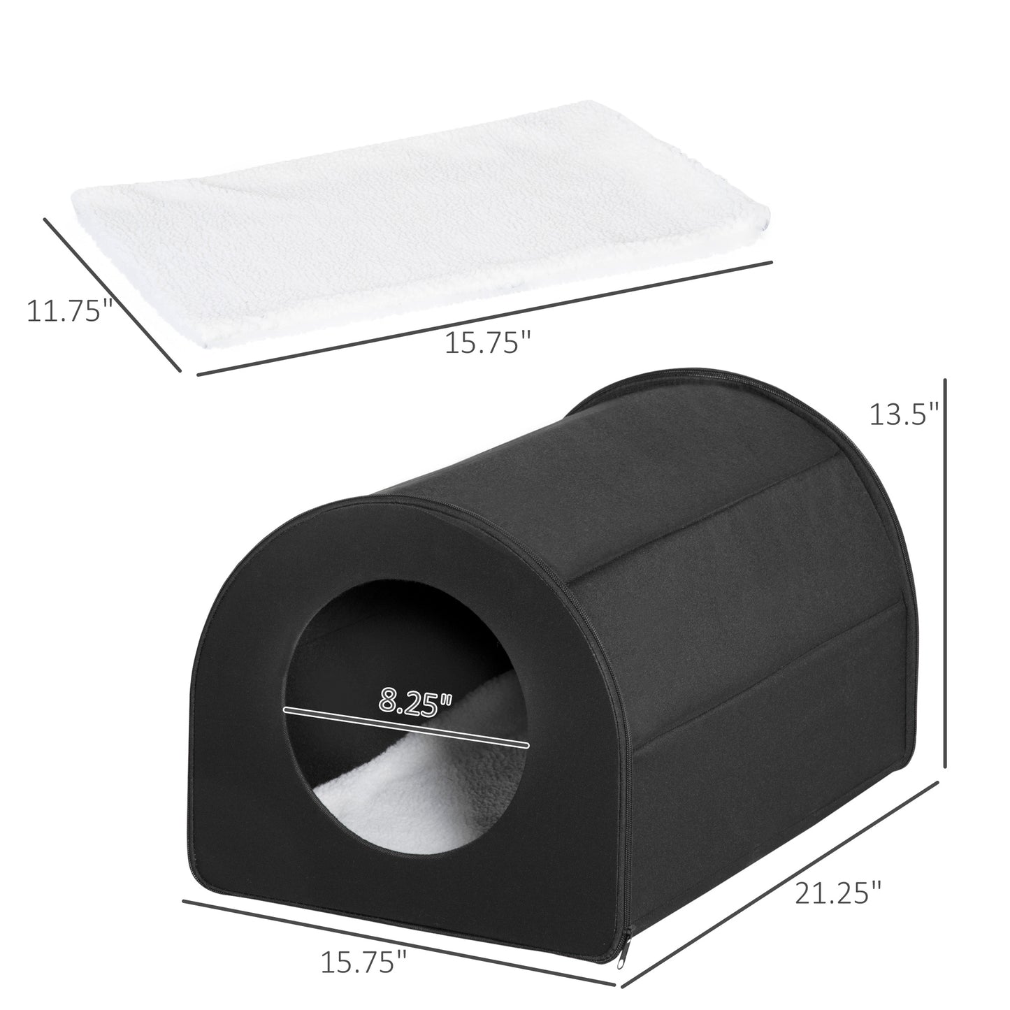 Heated Double-Wide Outdoor Cat House – Water-Resistant Winter Shelter for Multiple Cats (Black)