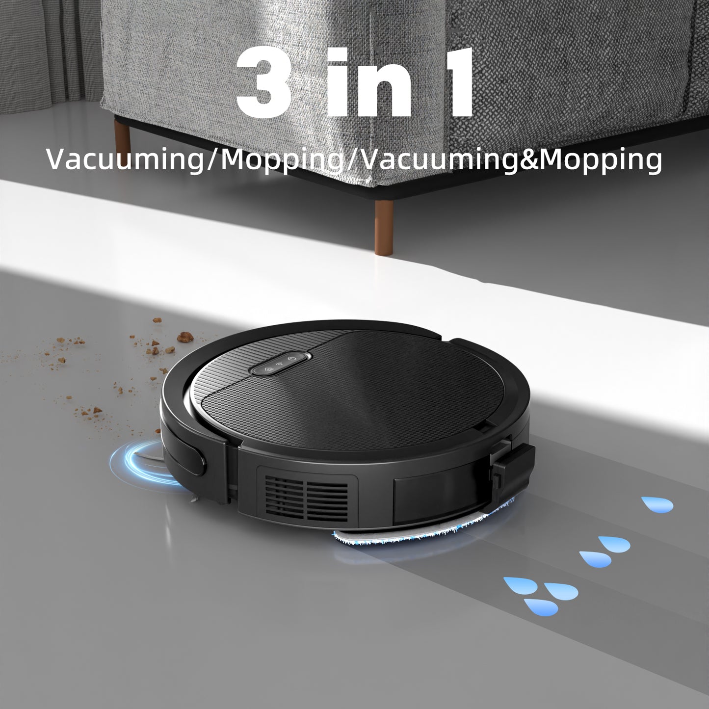 3-in-1 Robot Vacuum & Mop Cleaner – 5000Pa Suction, Self-Charging, Ultra-Slim, Pet Hair Friendly