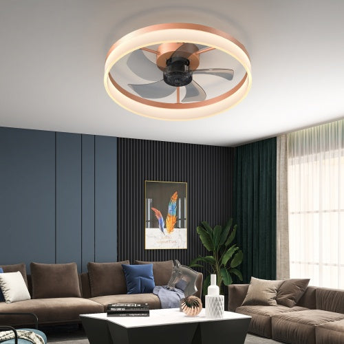 Slim Modern Ceiling Fan with Dimmable LED Light – Recessed Mount, Energy Efficient