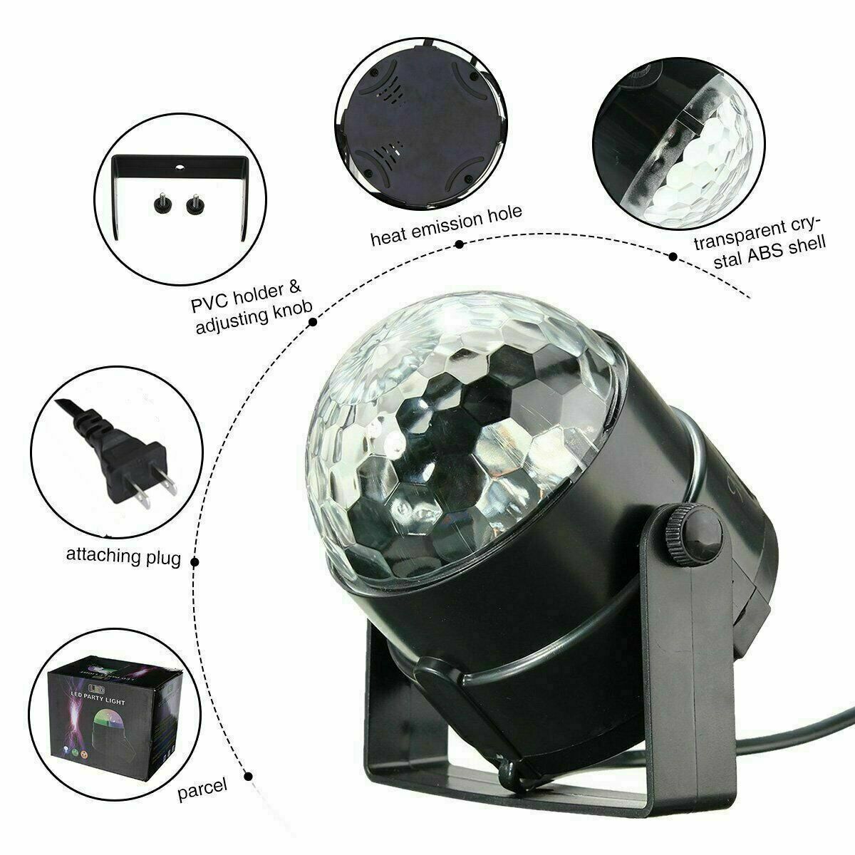 LED Disco Party Light – Sound Activated DJ Strobe Ball Lamp for Dance & Home Decor