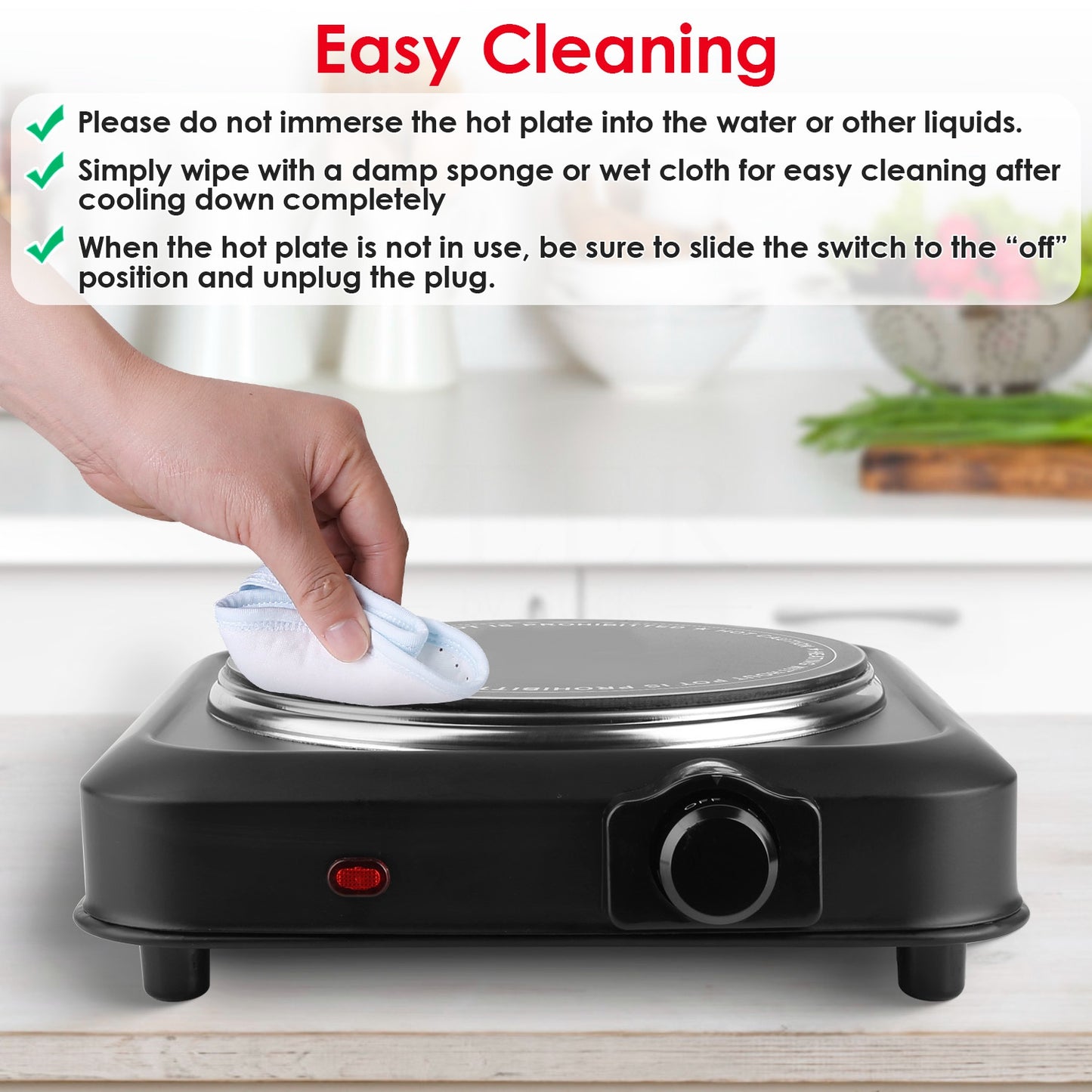 1200W Infrared Portable Electric Hot Plate – 7.5” Glass Cooktop with Adjustable Temperature