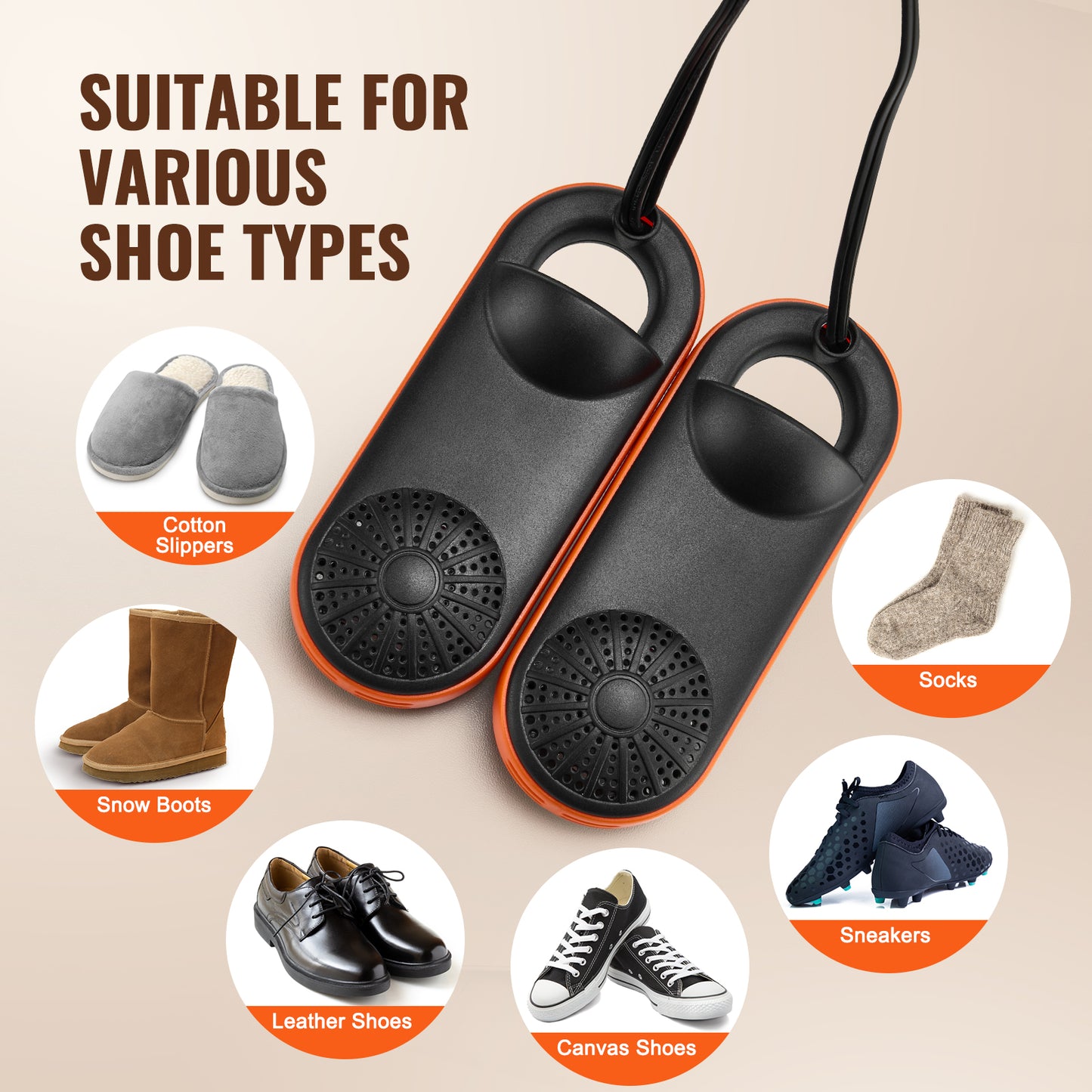 VEVOR Portable Boot & Shoe Dryer – Auto Temperature Control for Winter, Rainy Seasons & Travel
