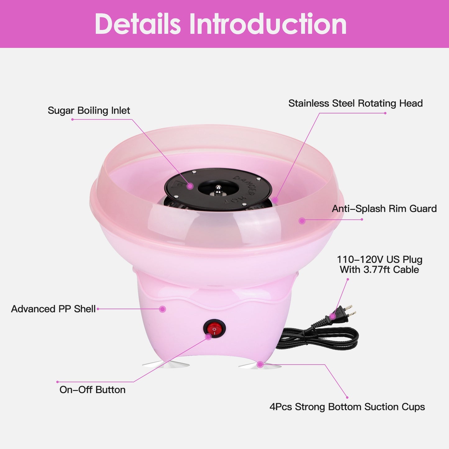 Electric Cotton Candy Maker Machine – Portable Candy Floss Maker for Kids & Parties