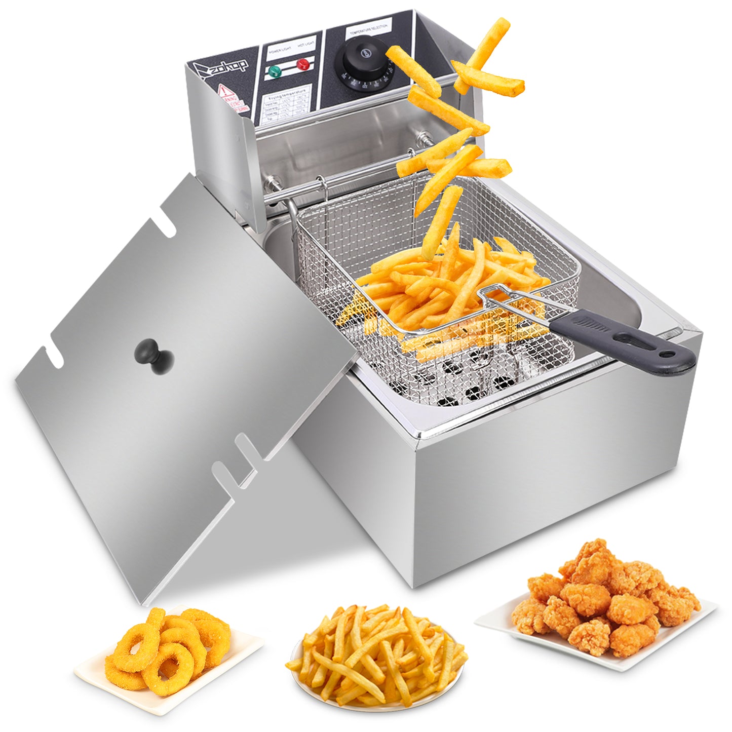 Stainless Steel Electric Deep Fryer – Single Basket Countertop Fryer for Home & Kitchen